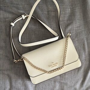 Kate Spade Ivory Crossbody Bag with Gold Chain